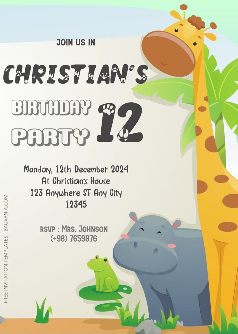 ( Free Editable PDF ) Animal Party Birthday Invitation Templates One