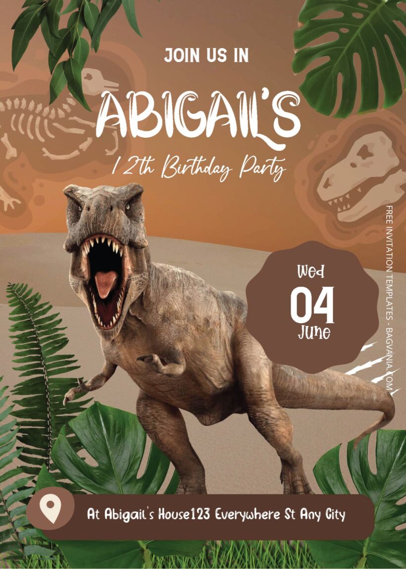 ( Free Editable PDF ) Jurassic Fright Birthday Invitation Templates One