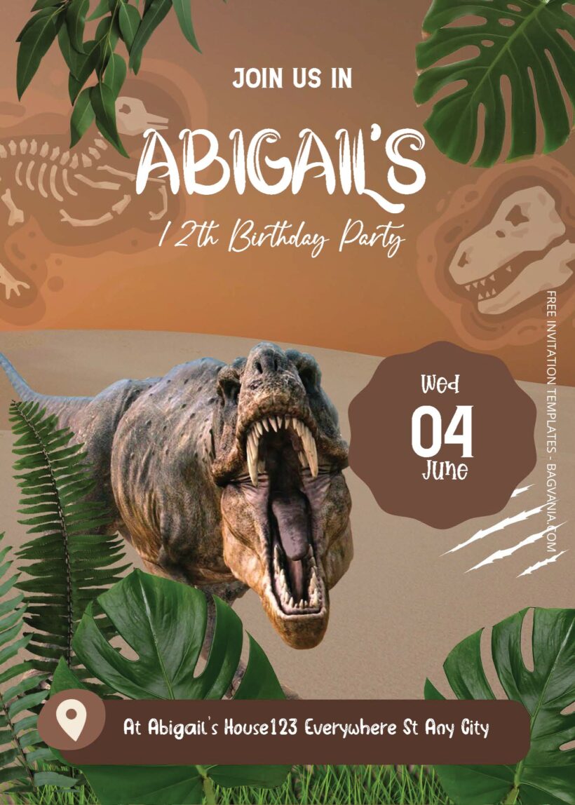 ( Free Editable PDF ) Jurassic Fright Birthday Invitation Templates Three