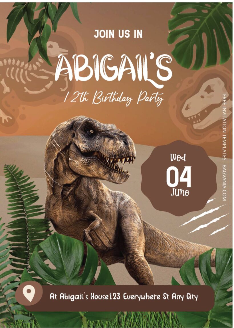 ( Free Editable PDF ) Jurassic Fright Birthday Invitation Templates Two