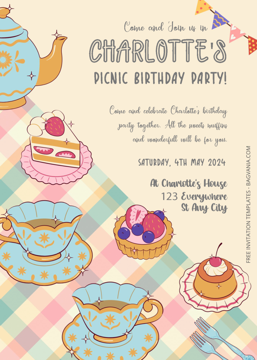 ( Free Editable PDF ) Picnic Party Birthday Invitation Templates One
