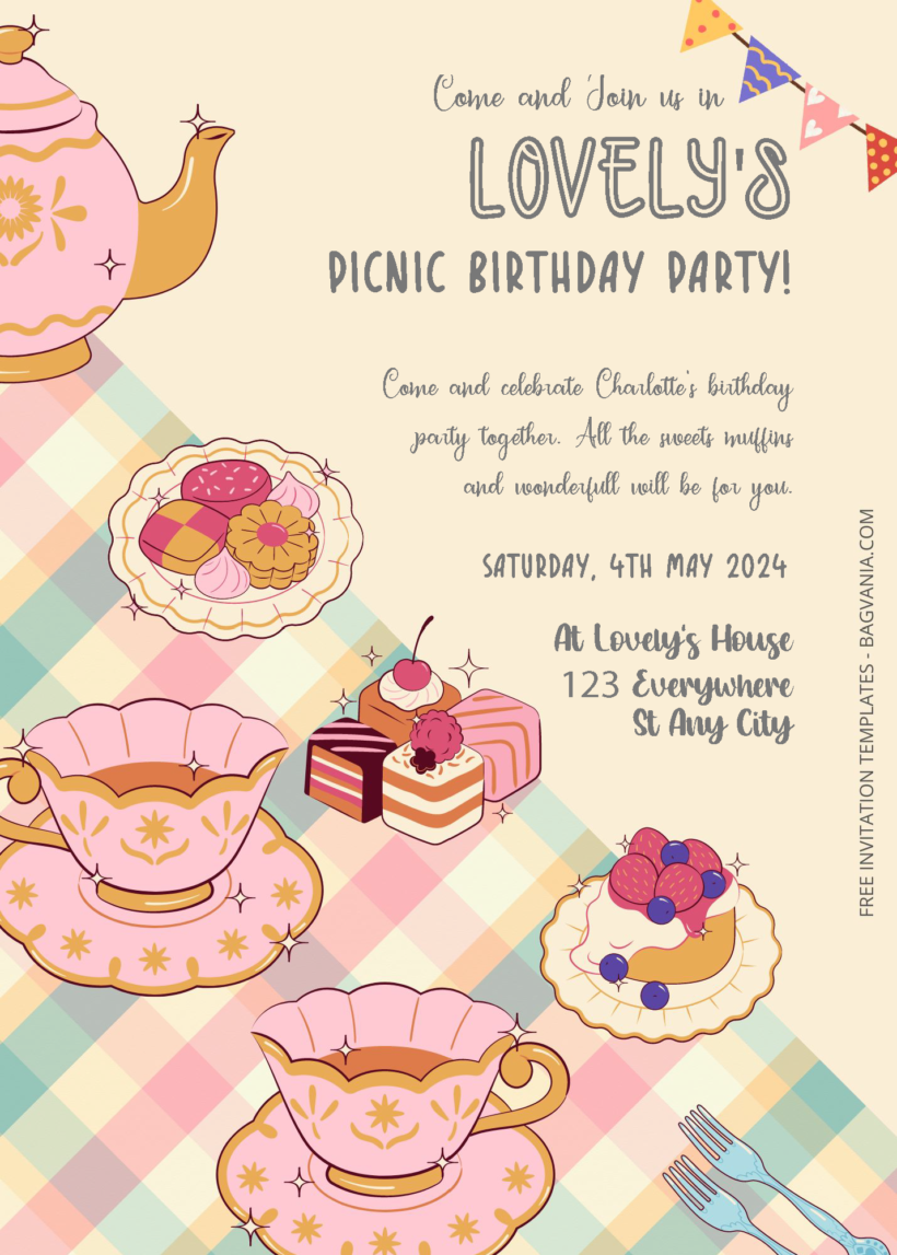 ( Free Editable PDF ) Picnic Party Birthday Invitation Templates Two