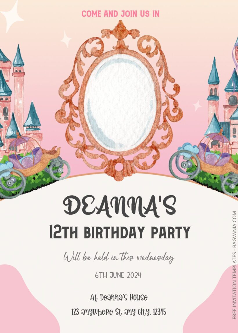 ( Free Editable PDF ) Princess Story Birthday Invitation Templates One