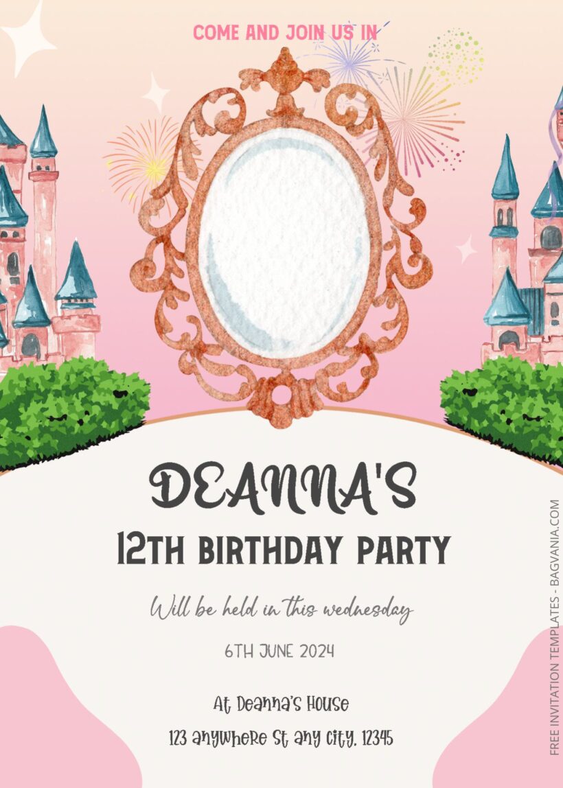 ( Free Editable PDF ) Princess Story Birthday Invitation Templates Three