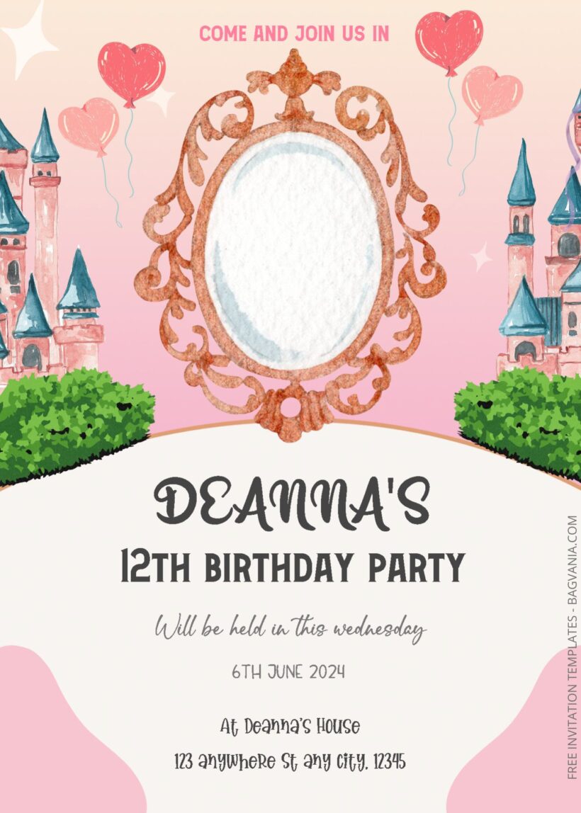 ( Free Editable PDF ) Princess Story Birthday Invitation Templates Two