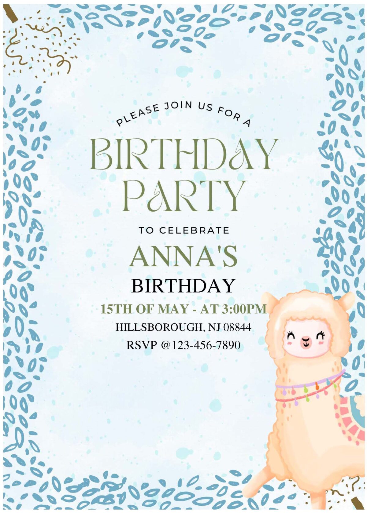 (Free Editable PDF) Llama Fiesta Birthday Invitation Templates A