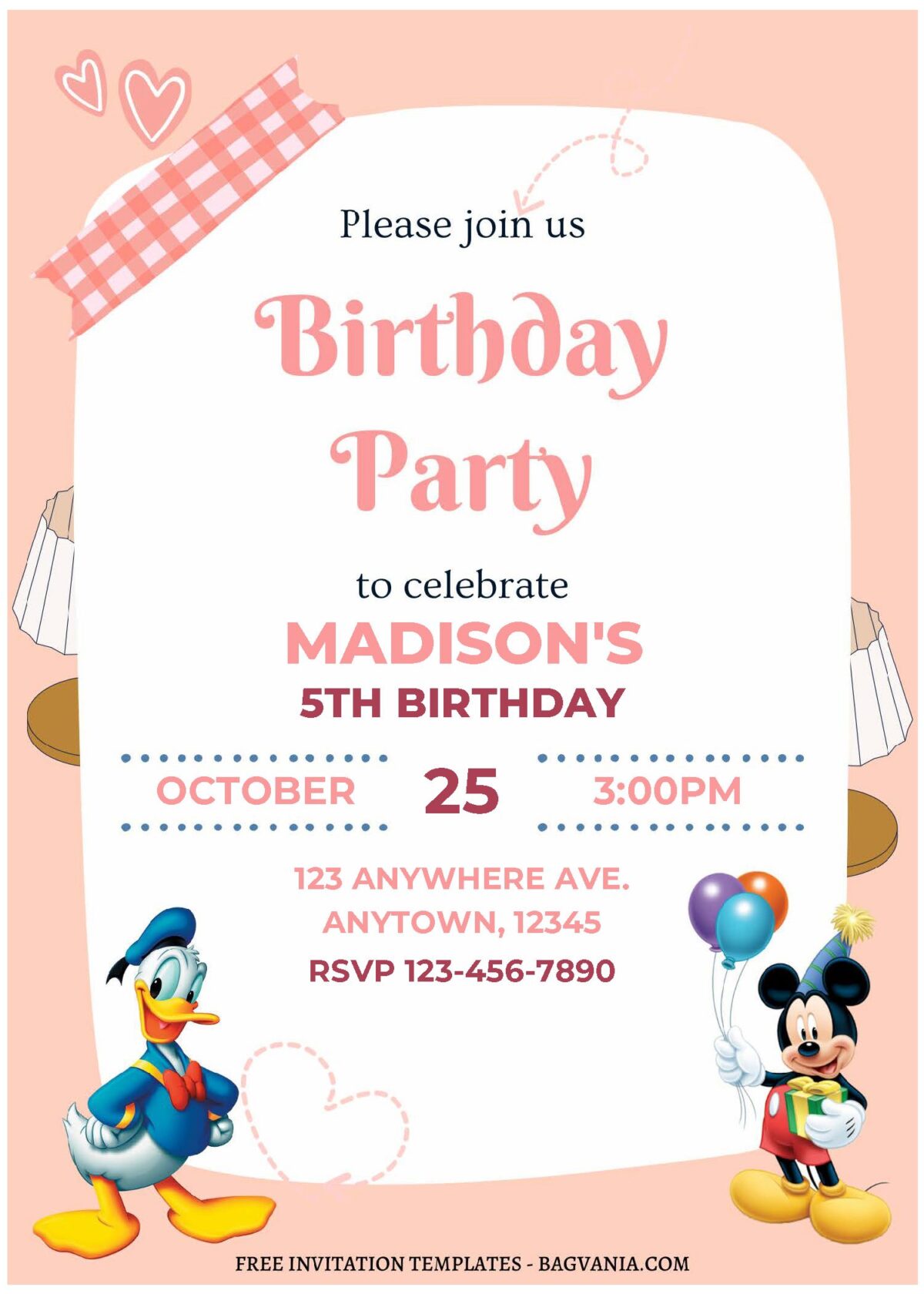 (Free Editable PDF) Mickey Mouse Clubhouse Kids Birthday Invitation Templates A