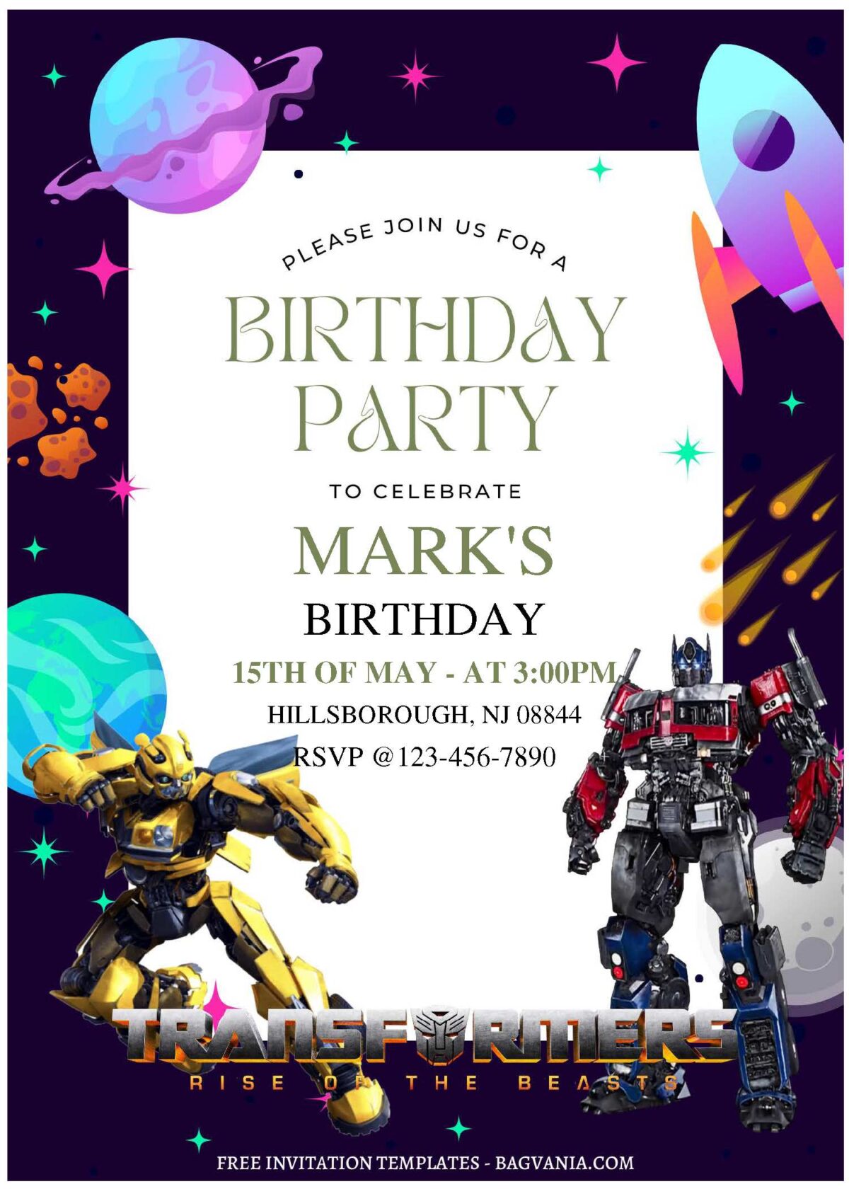 (Free Editable PDF) Epic Transformers Boys Birthday Invitation Templates with editable text