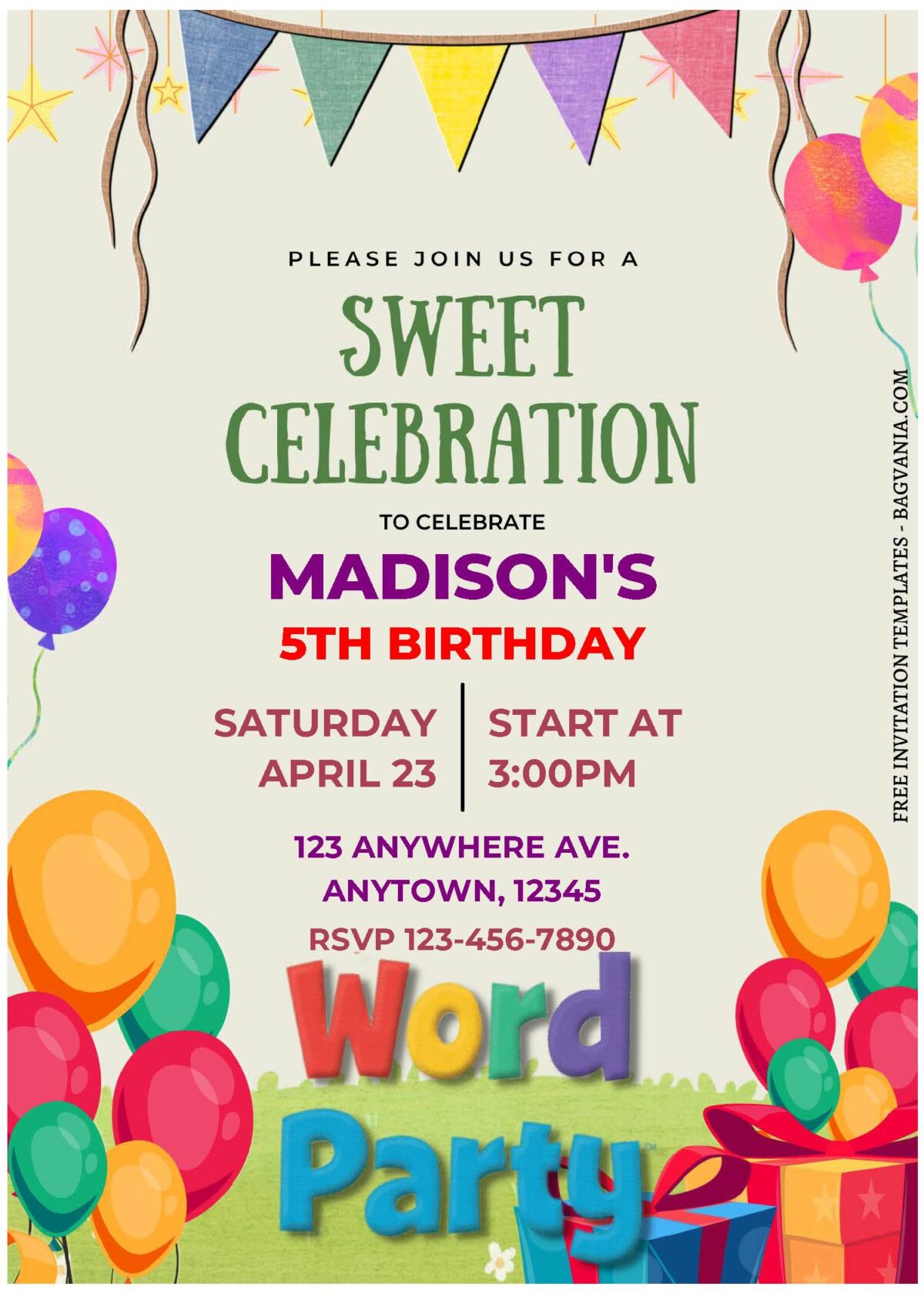 (Free Editable PDF) Charming Word Party Themed Birthday Invitation Templates C
