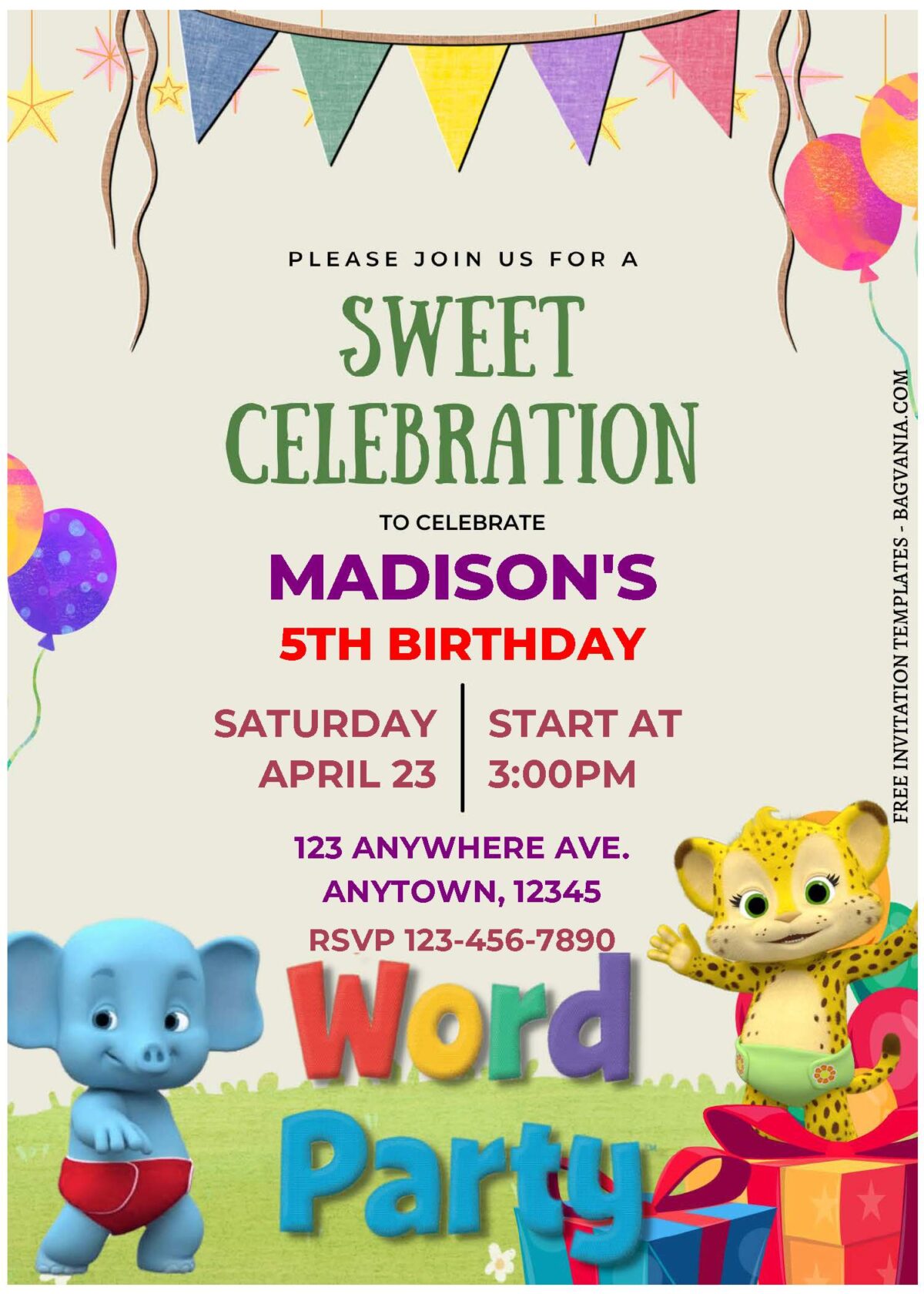 (Free Editable PDF) Charming Word Party Themed Birthday Invitation Templates A