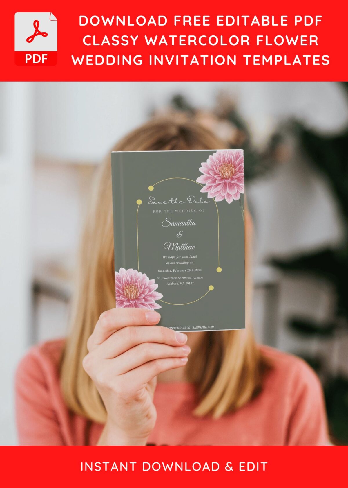 (Free Editable PDF) Exquisite Rose Floral Wedding Invitation Templates J