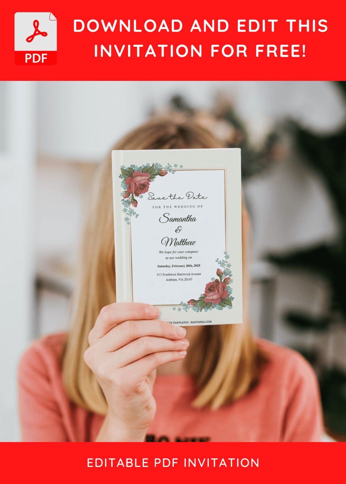 (Free Editable PDF) Soft And Subtle Floral Wedding Invitation Templates H