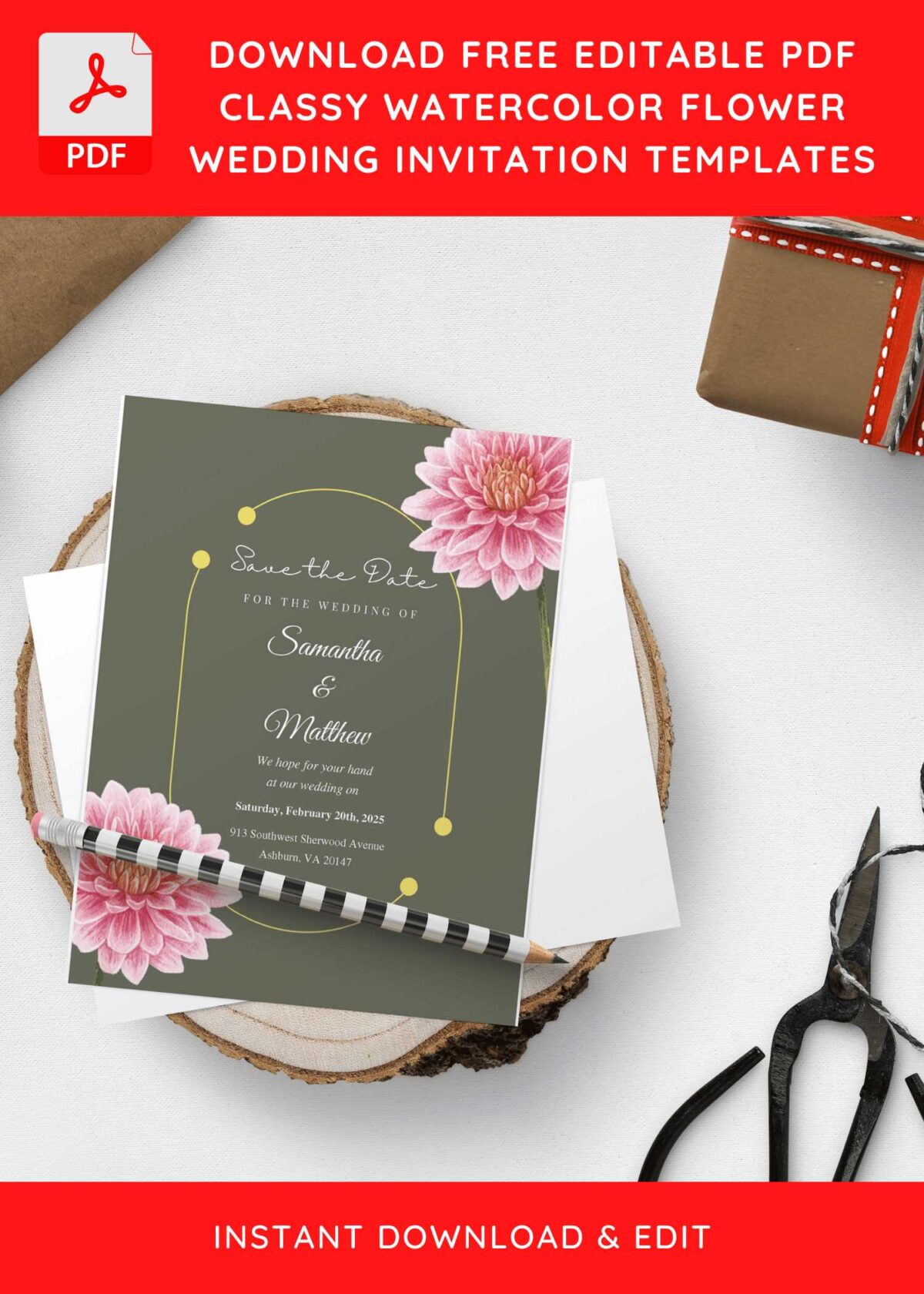 (Free Editable PDF) Exquisite Rose Floral Wedding Invitation Templates H