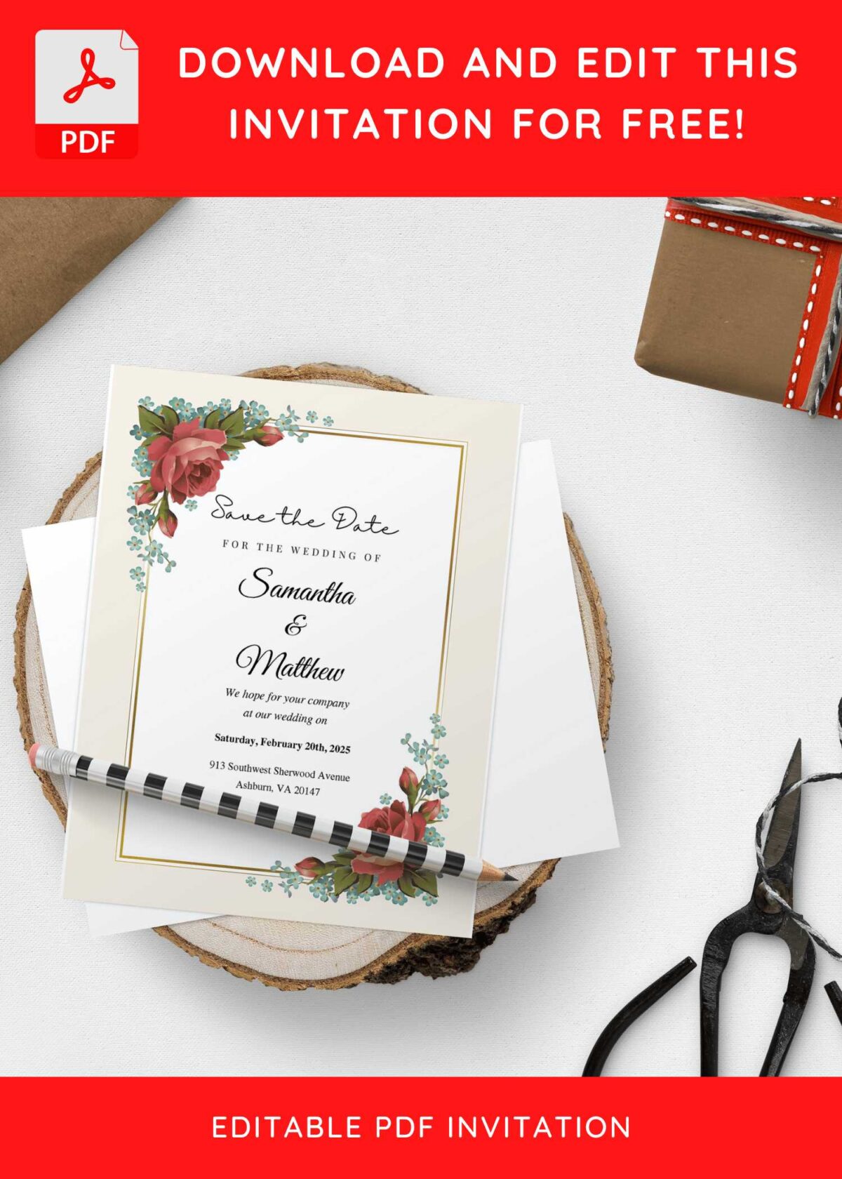(Free Editable PDF) Soft And Subtle Floral Wedding Invitation Templates F