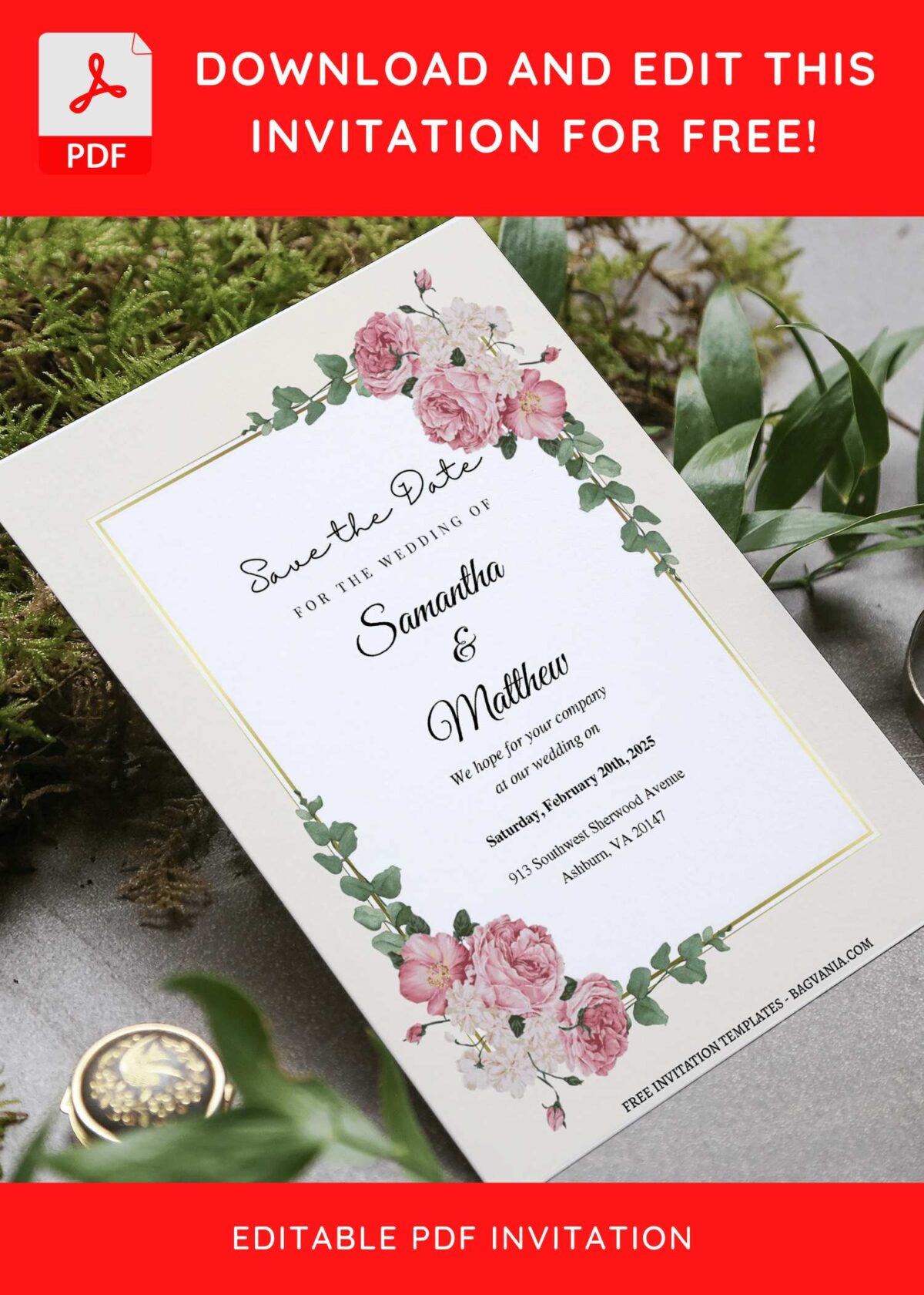 (Free Editable PDF) Soft And Subtle Floral Wedding Invitation Templates D