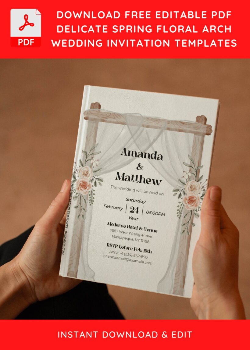 (Free Editable PDF) Roses On Wooden Frame Wedding Invitation Templates ...