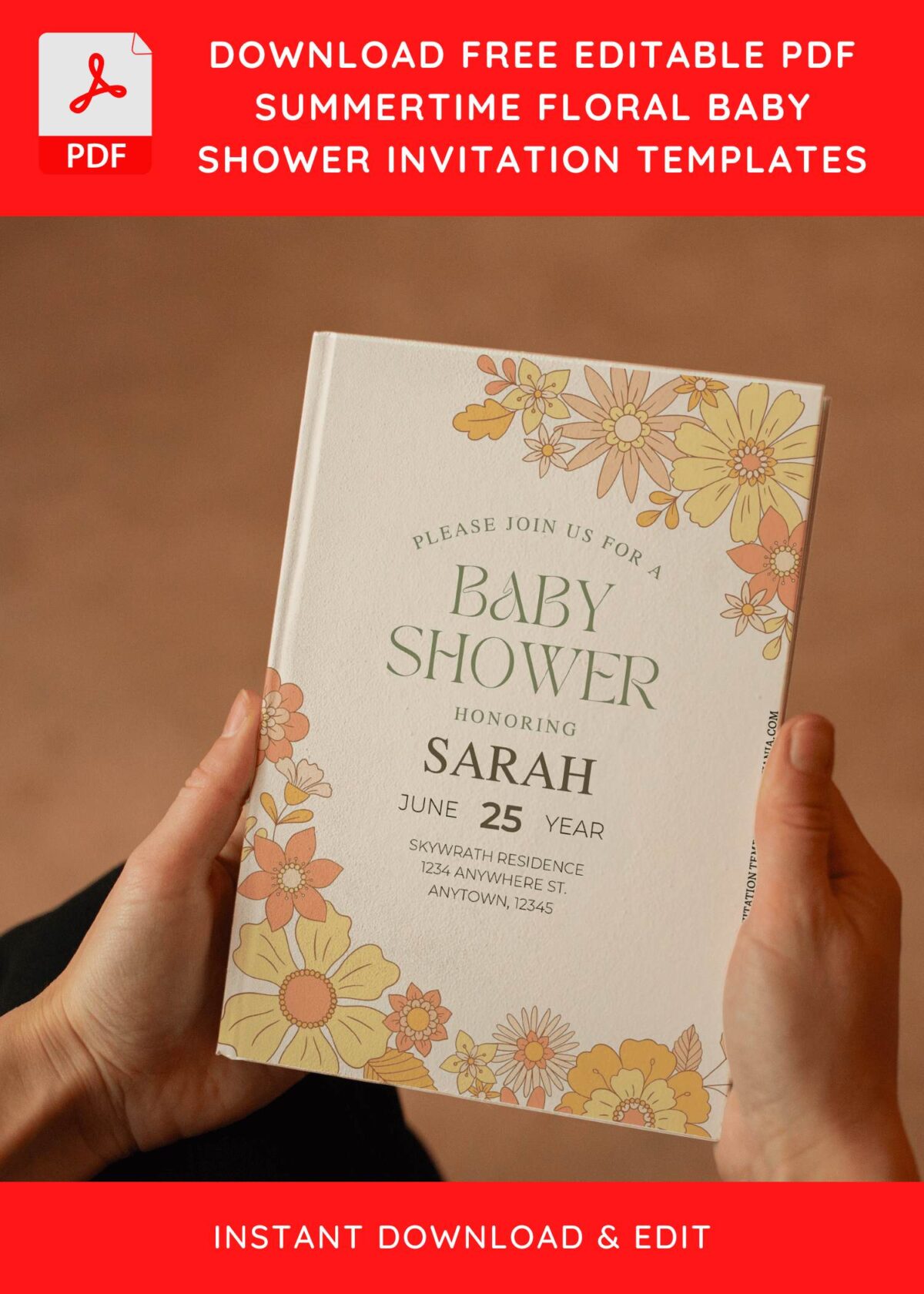 (Free Editable PDF) Modern Garden Soiree Baby Shower Invitation Templates E
