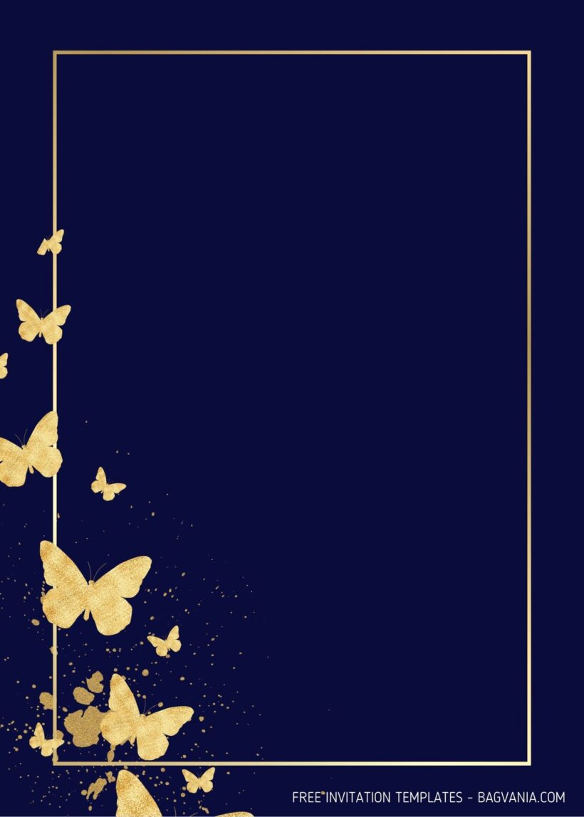 8+ Gold Butterflies Wedding Invitation Templates Two