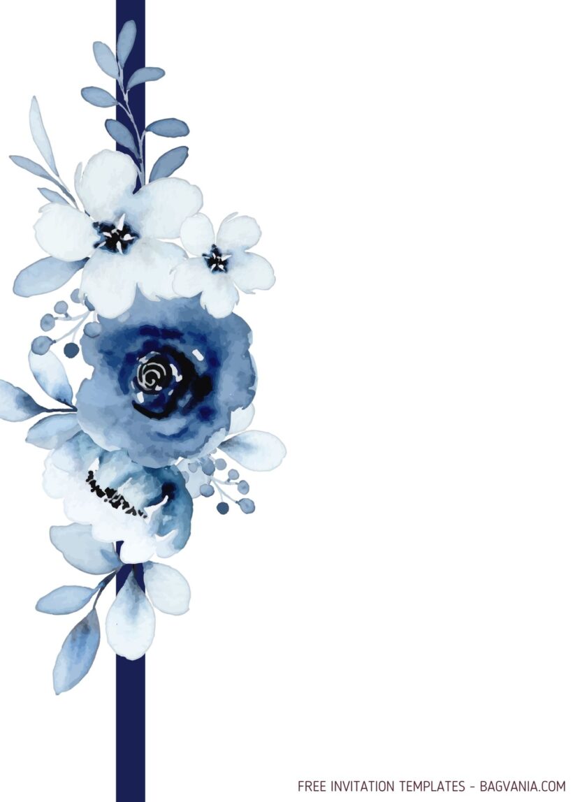 8+ Simple Blue Rose Wedding Invitation Templates Two