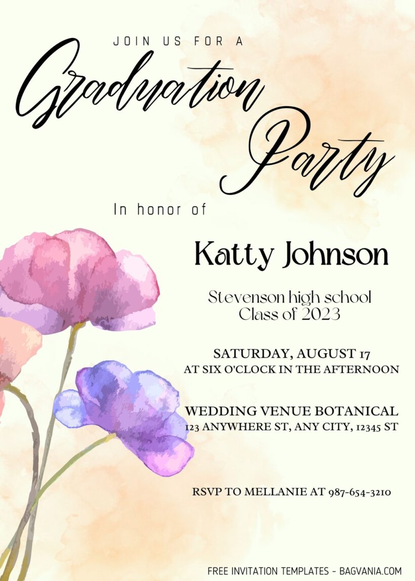 8+ Watercolor Poppy Flowers Graduation Party Invitation Templates Title