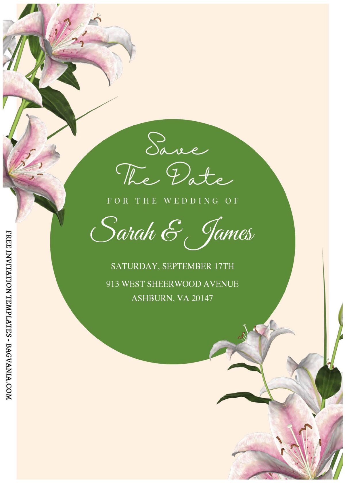 (Free Editable PDF) Botanical Harmony Lily Wedding Invitation Templates A