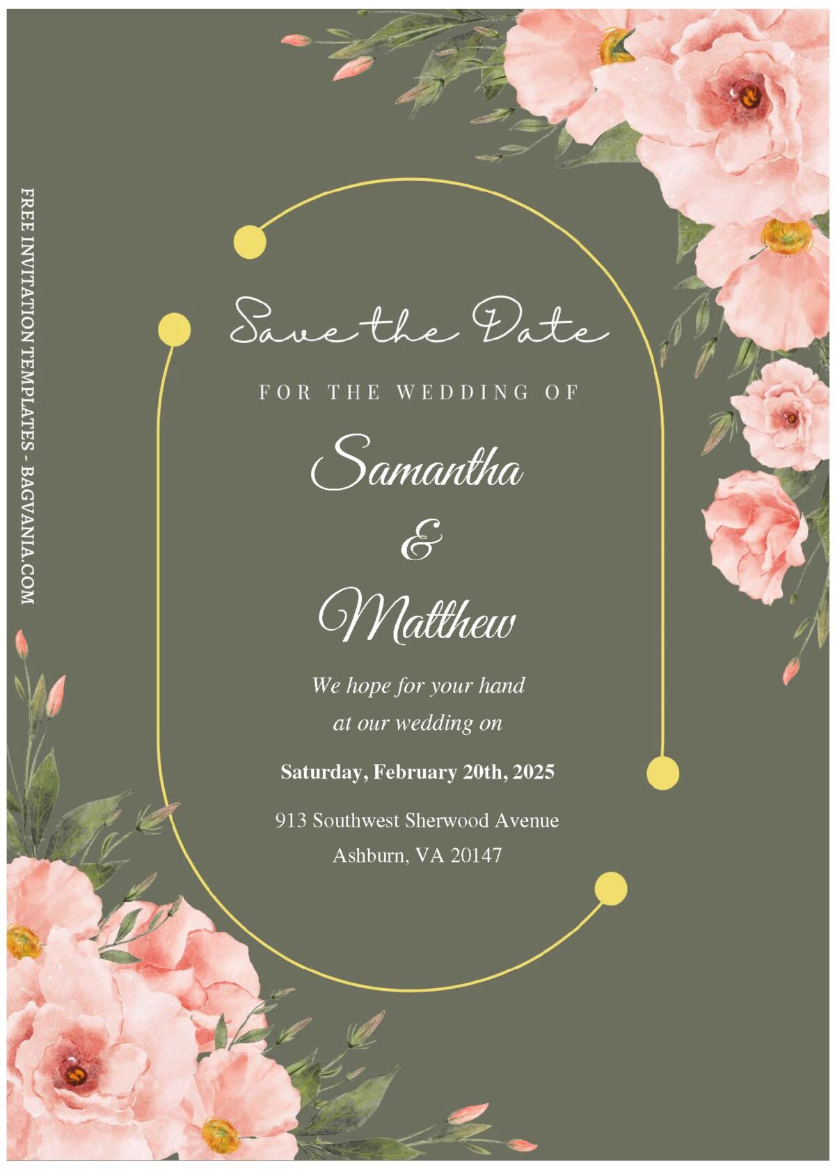 (Free Editable PDF) Exquisite Rose Floral Wedding Invitation Templates B