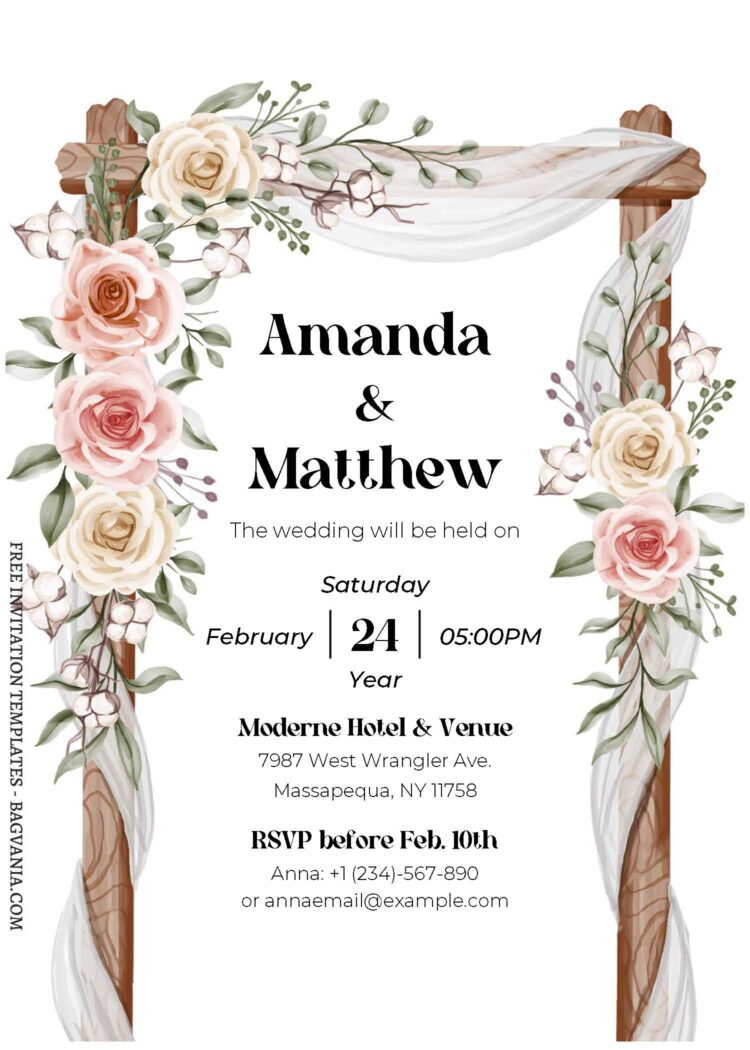 (Free Editable PDF) Roses On Wooden Frame Wedding Invitation Templates ...