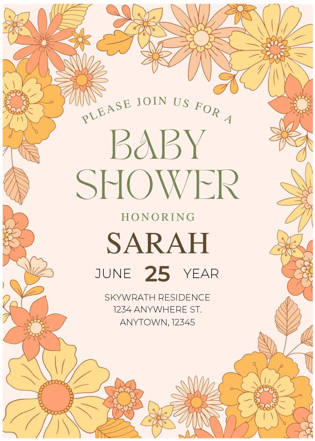 (Free Editable PDF) Modern Garden Soiree Baby Shower Invitation Templates C