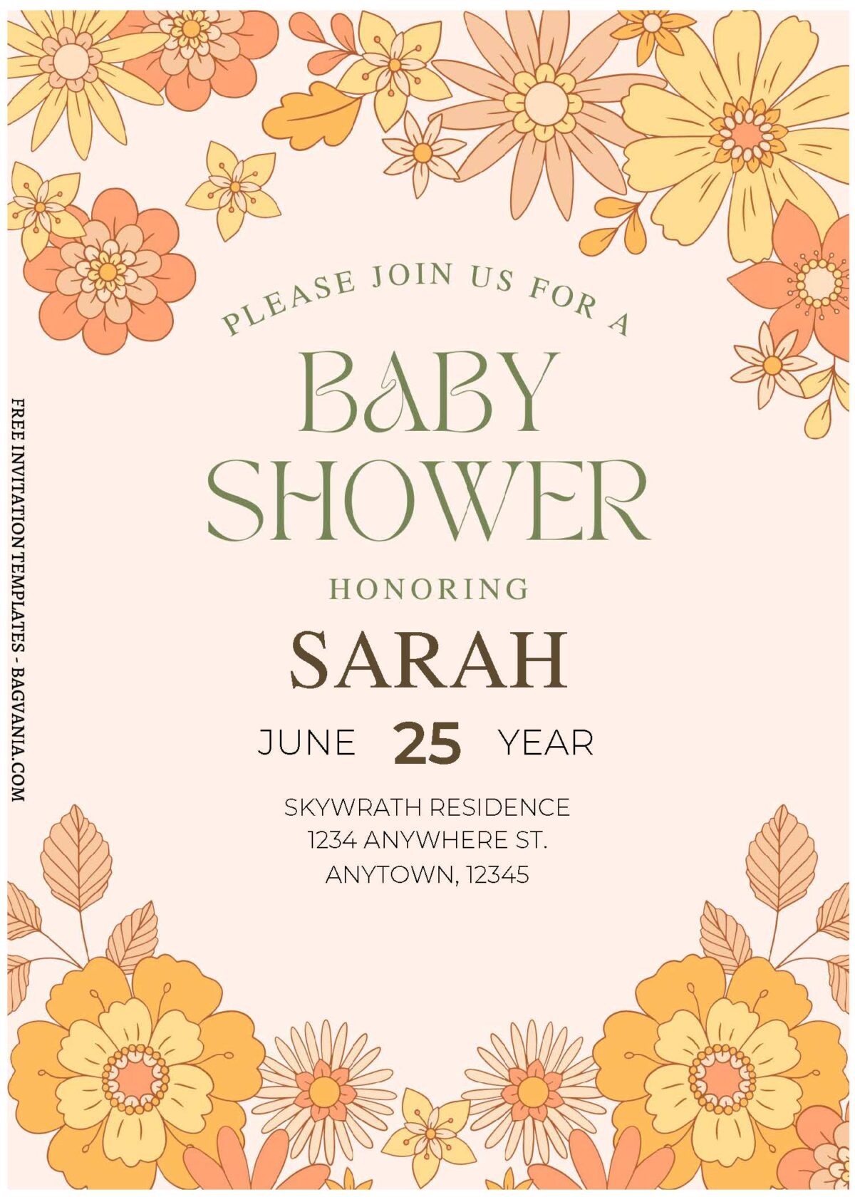 (Free Editable PDF) Modern Garden Soiree Baby Shower Invitation Templates A