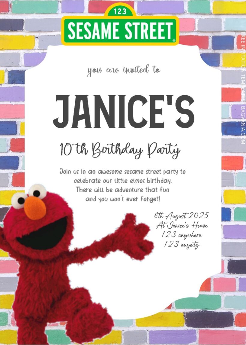 ( Free Editable PDF ) Elmo Sesame Street Birthday Invitation Templates One