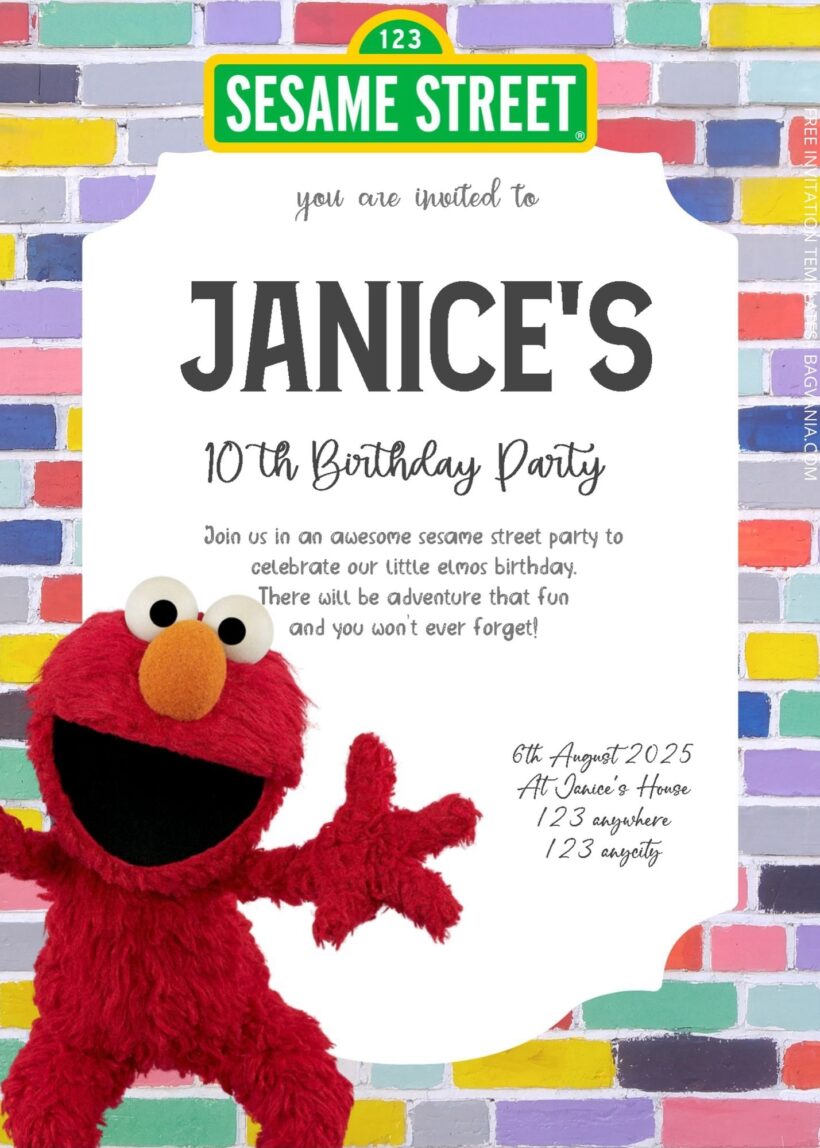 ( Free Editable PDF ) Elmo Sesame Street Birthday Invitation Templates Two