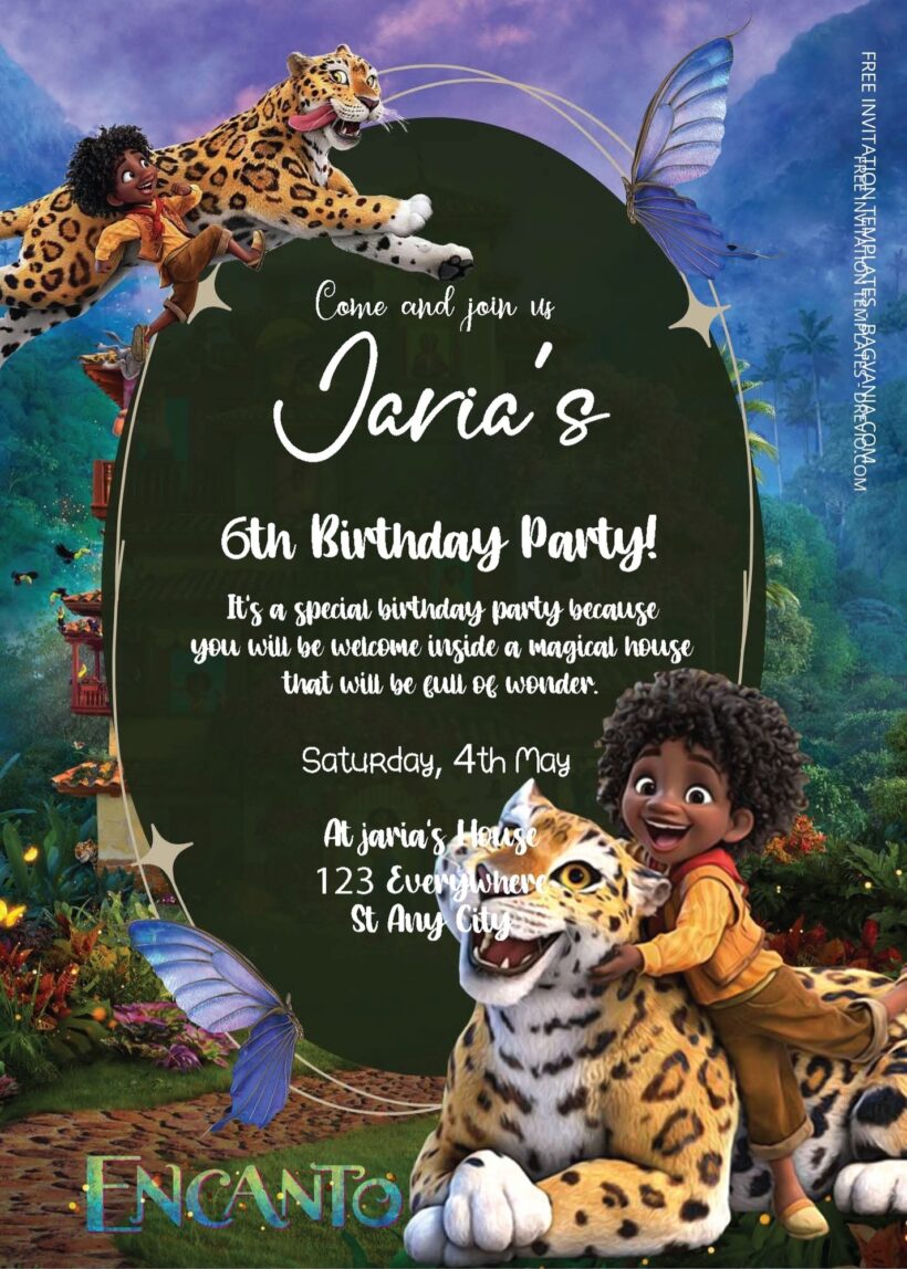 ( Free Editable PDF ) Encanto Magical Party Birthday Invitation Templates Three