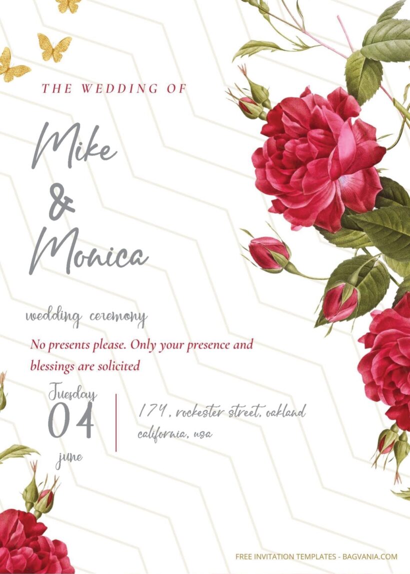 ( Free Editable PDF ) Fancy Floral Wedding Invitation Templates One