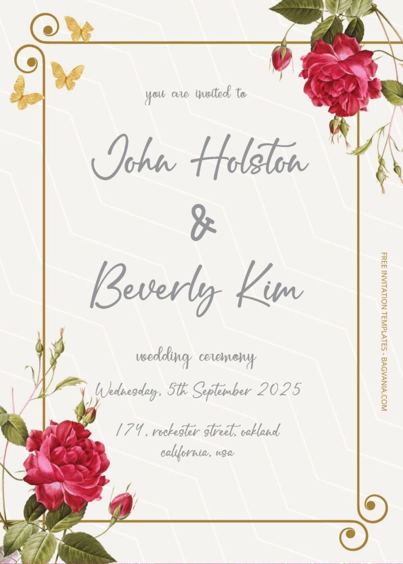 ( Free Editable PDF ) Fancy Floral Wedding Invitation Templates Three