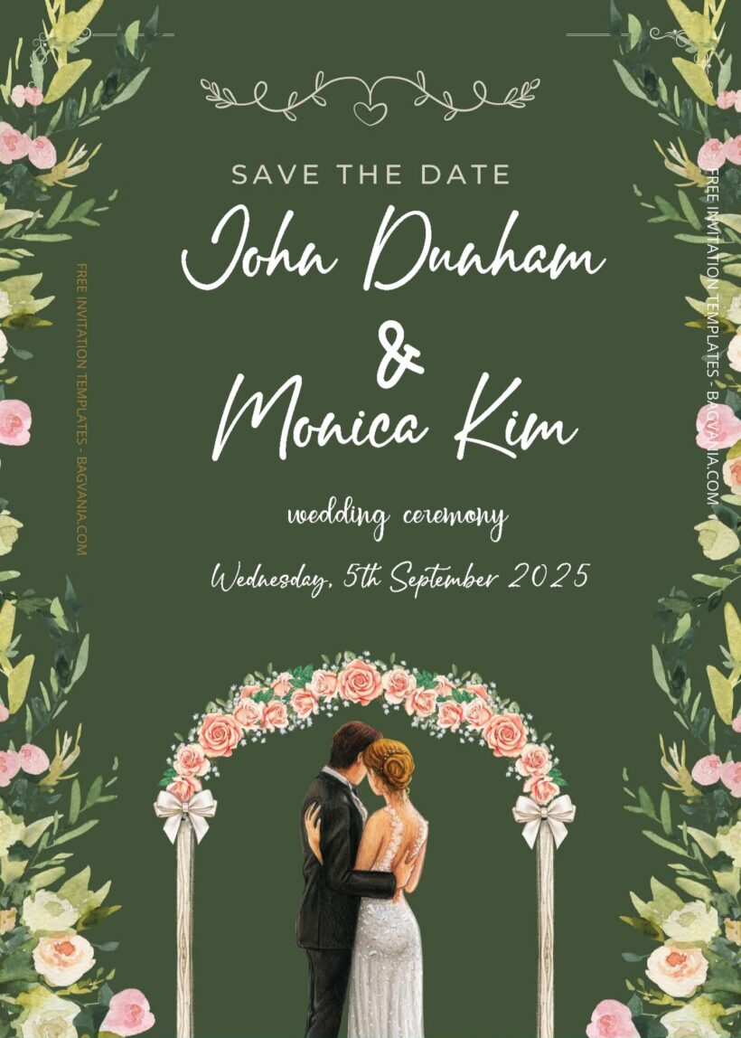 ( Free Editable PDF ) Flowers Gate Wedding Invitation Templates Three