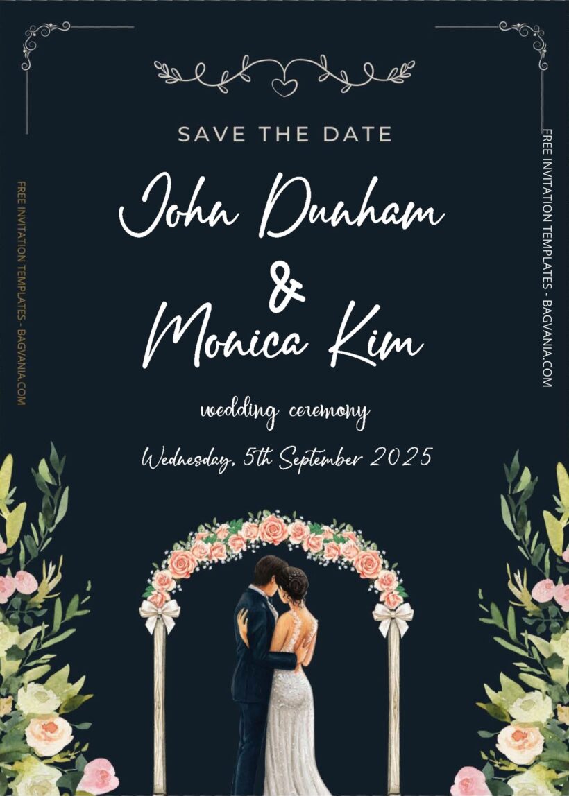( Free Editable PDF ) Flowers Gate Wedding Invitation Templates Two
