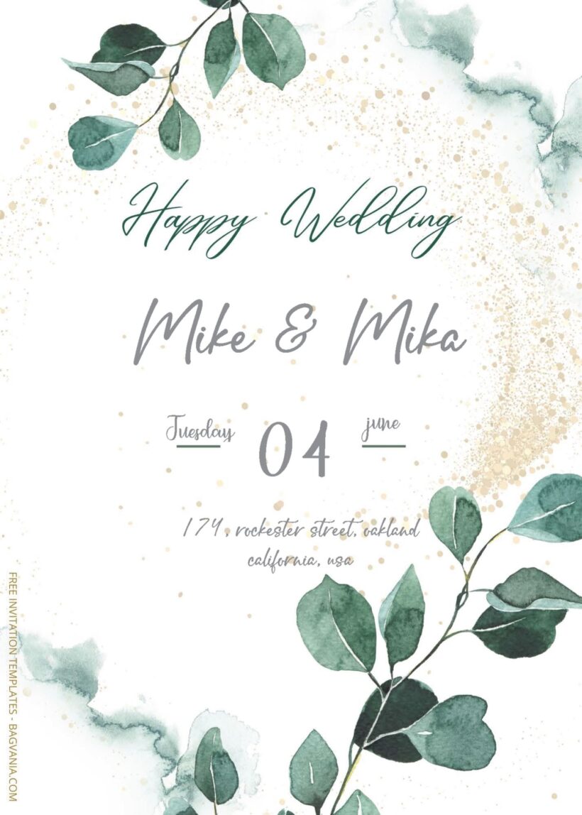 ( Free Editable PDF ) Fresh Eucalyptus Wedding Invitation Templates One
