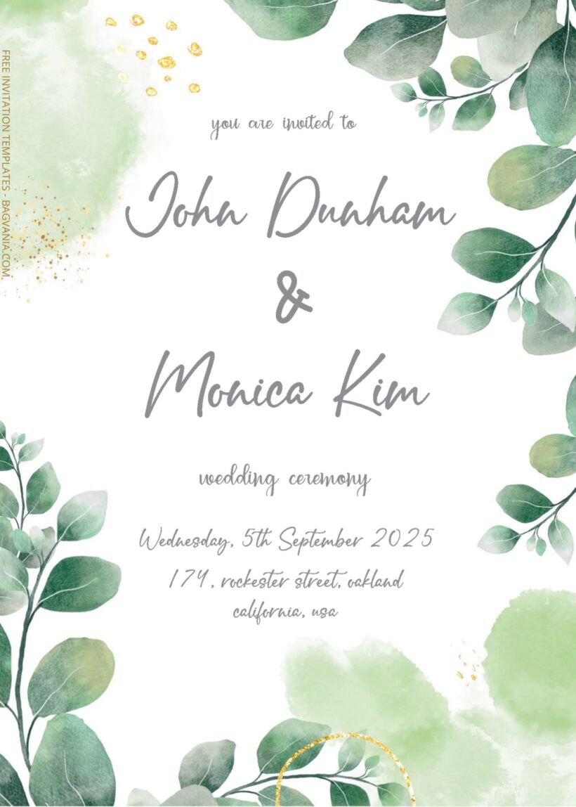 ( Free Editable PDF ) Fresh Eucalyptus Wedding Invitation Templates Three