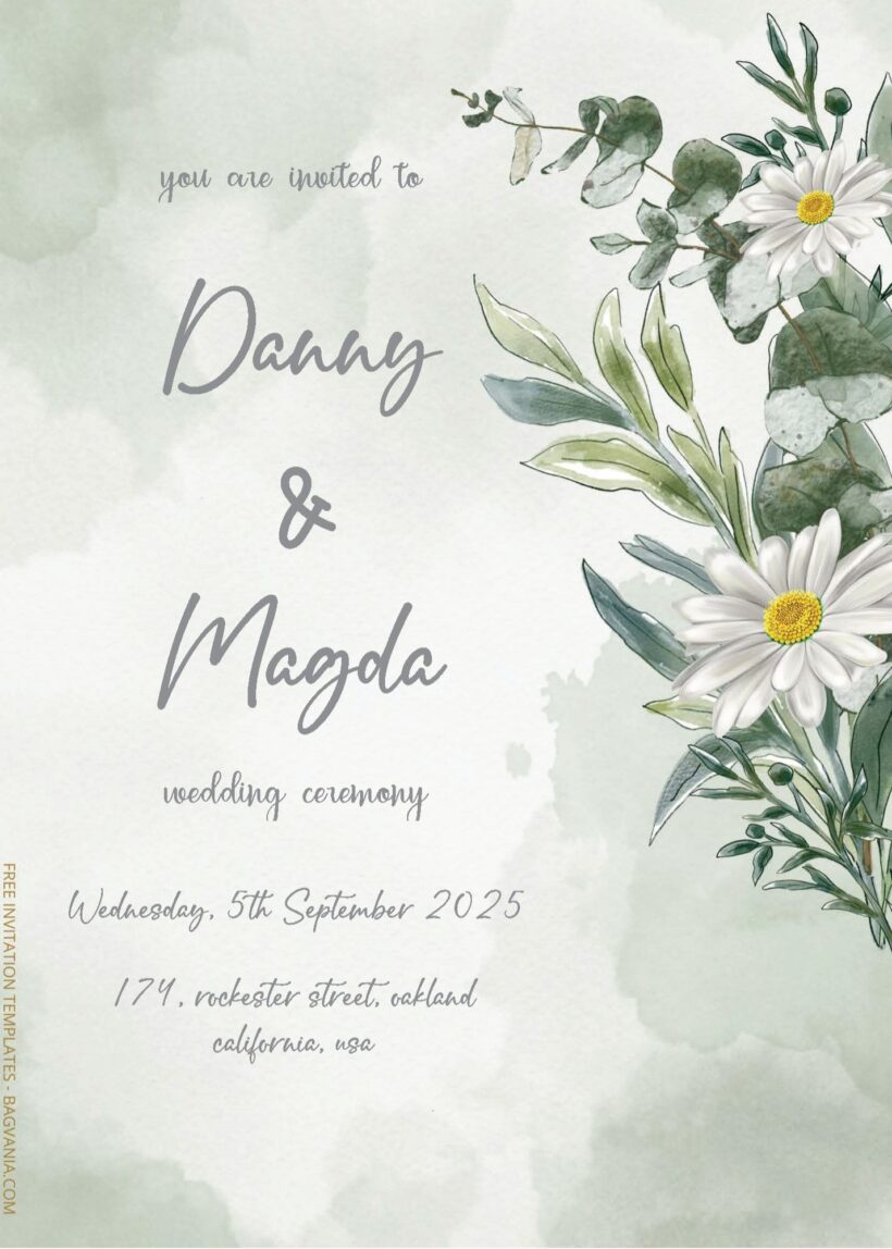 ( Free Editable PDF ) Greenery Moss Wedding Invitation Templates Two