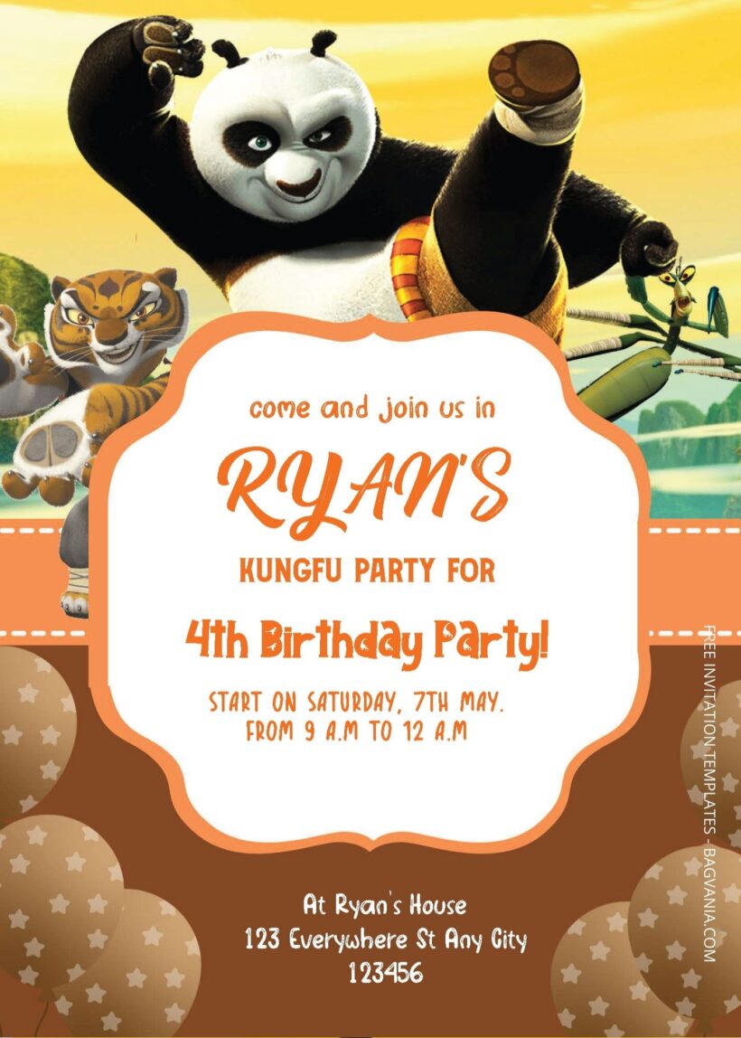 ( Free Editable PDF ) Kungfu Panda Legacy Birthday Invitation Templates One