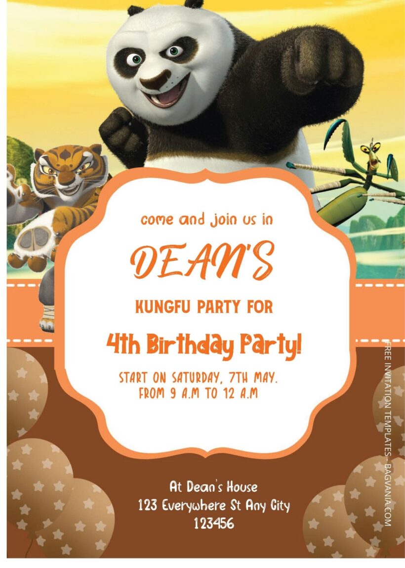 ( Free Editable PDF ) Kungfu Panda Legacy Birthday Invitation Templates Two