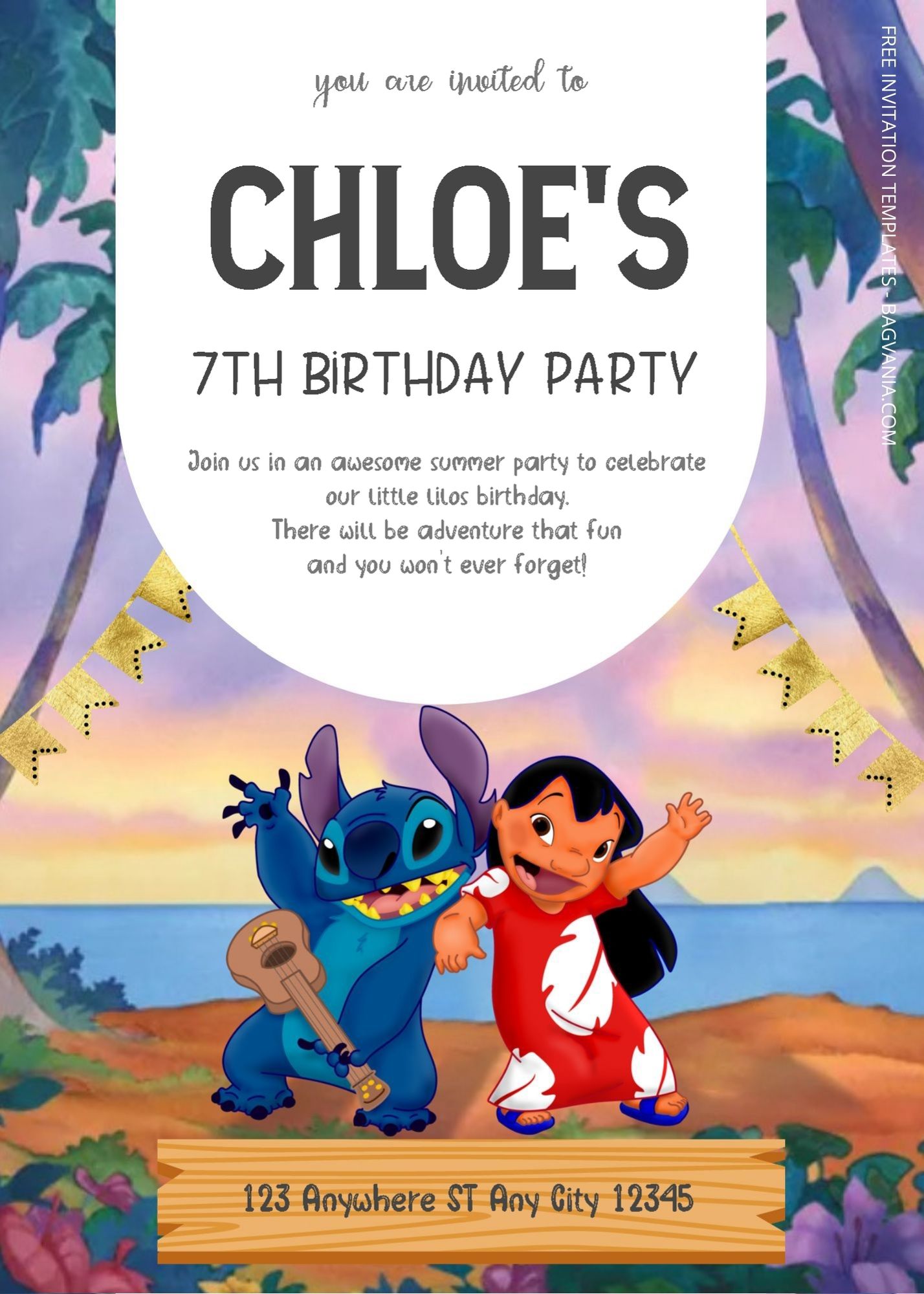 Lilo and Stitch II 5x7 in. Birthday Invitation - Instant Download