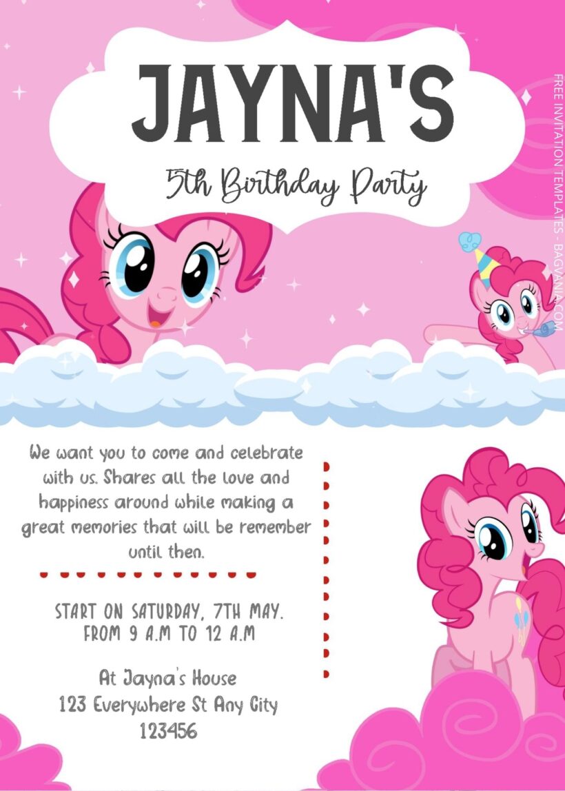 ( Free Editable PDF ) Pinkie Pie Birthday Invitation Templates Three