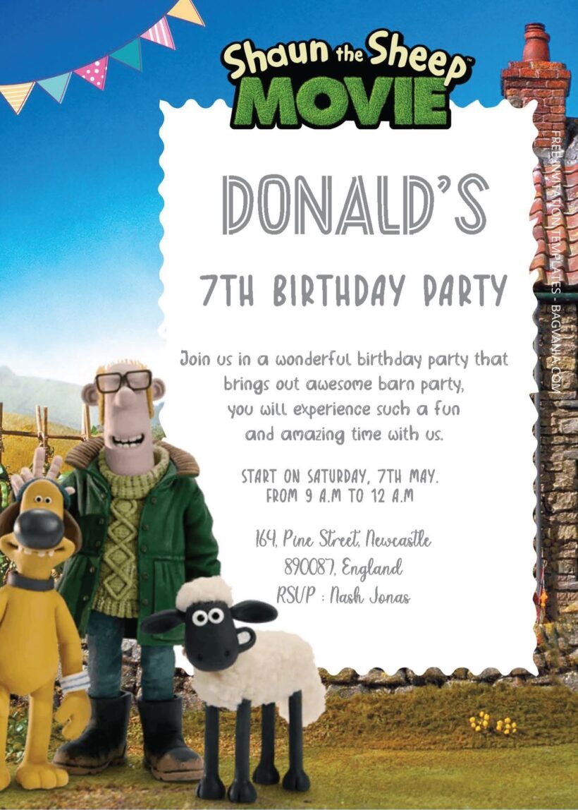 ( Free Editable PDF ) Shaun The Sheep Birthday Invitation Templates One