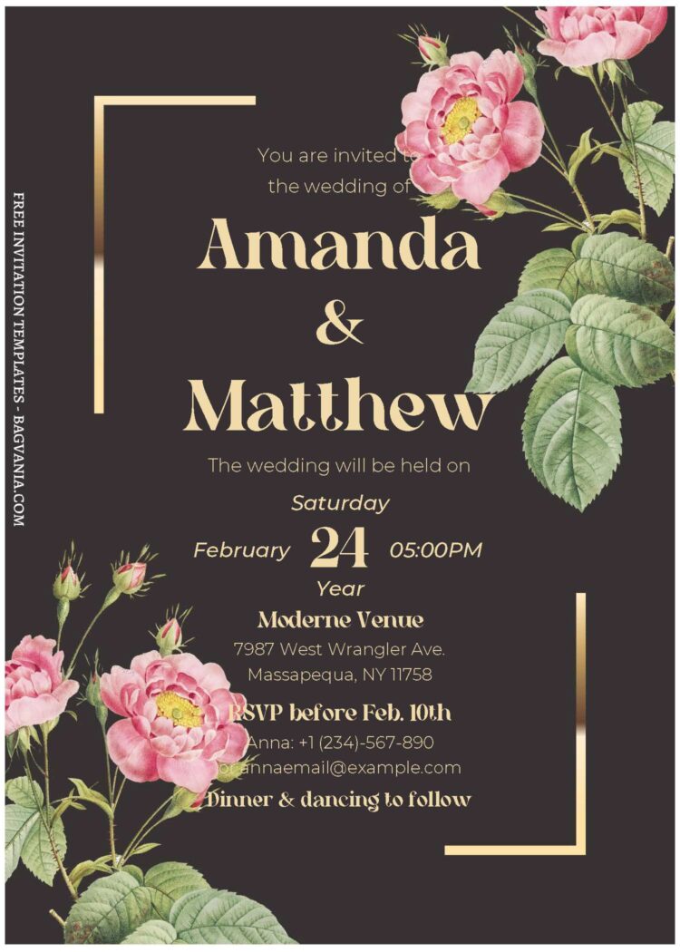 (Free Editable PDF) Crown Peony Bouquet Wedding Invitation Templates ...