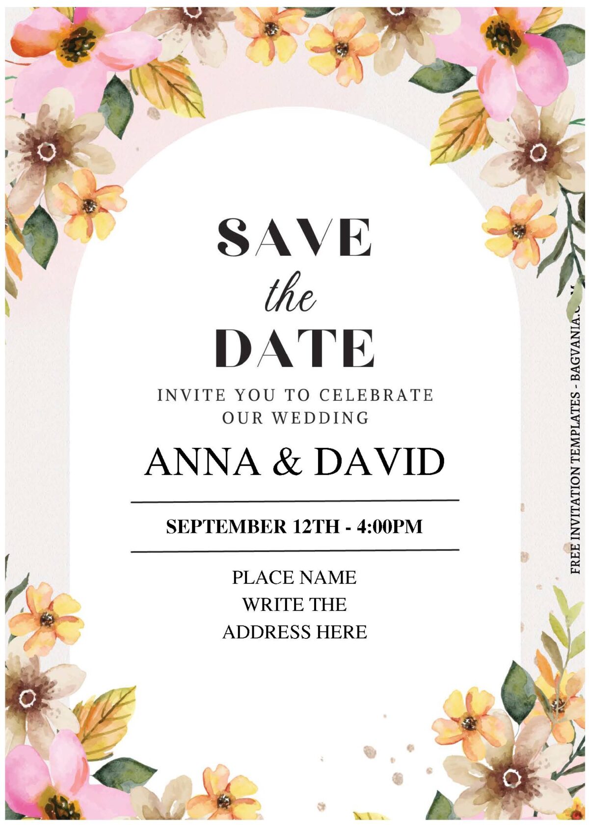 (Free Editable PDF) Romantic Bouquet Wedding Invitation Templates C