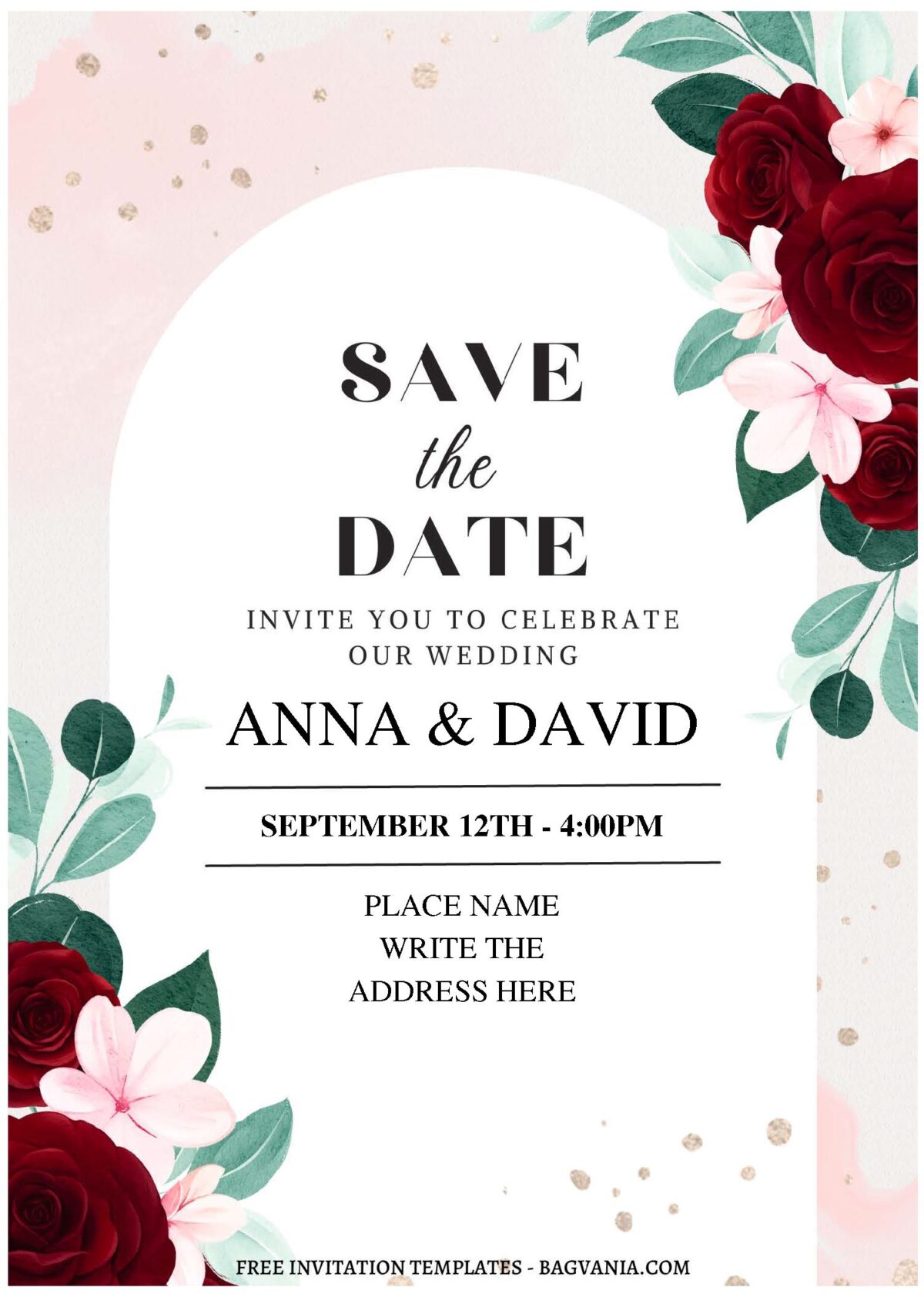 (Free Editable PDF) Romantic Bouquet Wedding Invitation Templates A