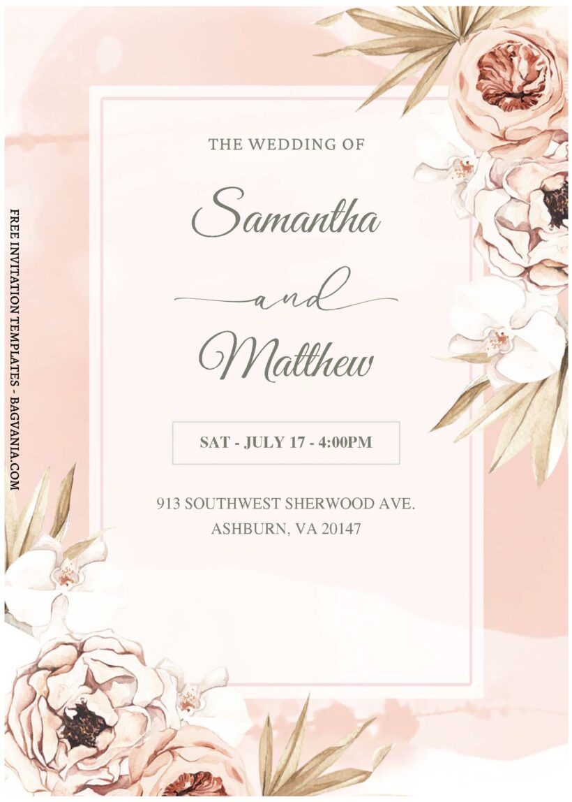 (Free Editable PDF) Delightful Blush Roses Wedding Invitation Templates ...