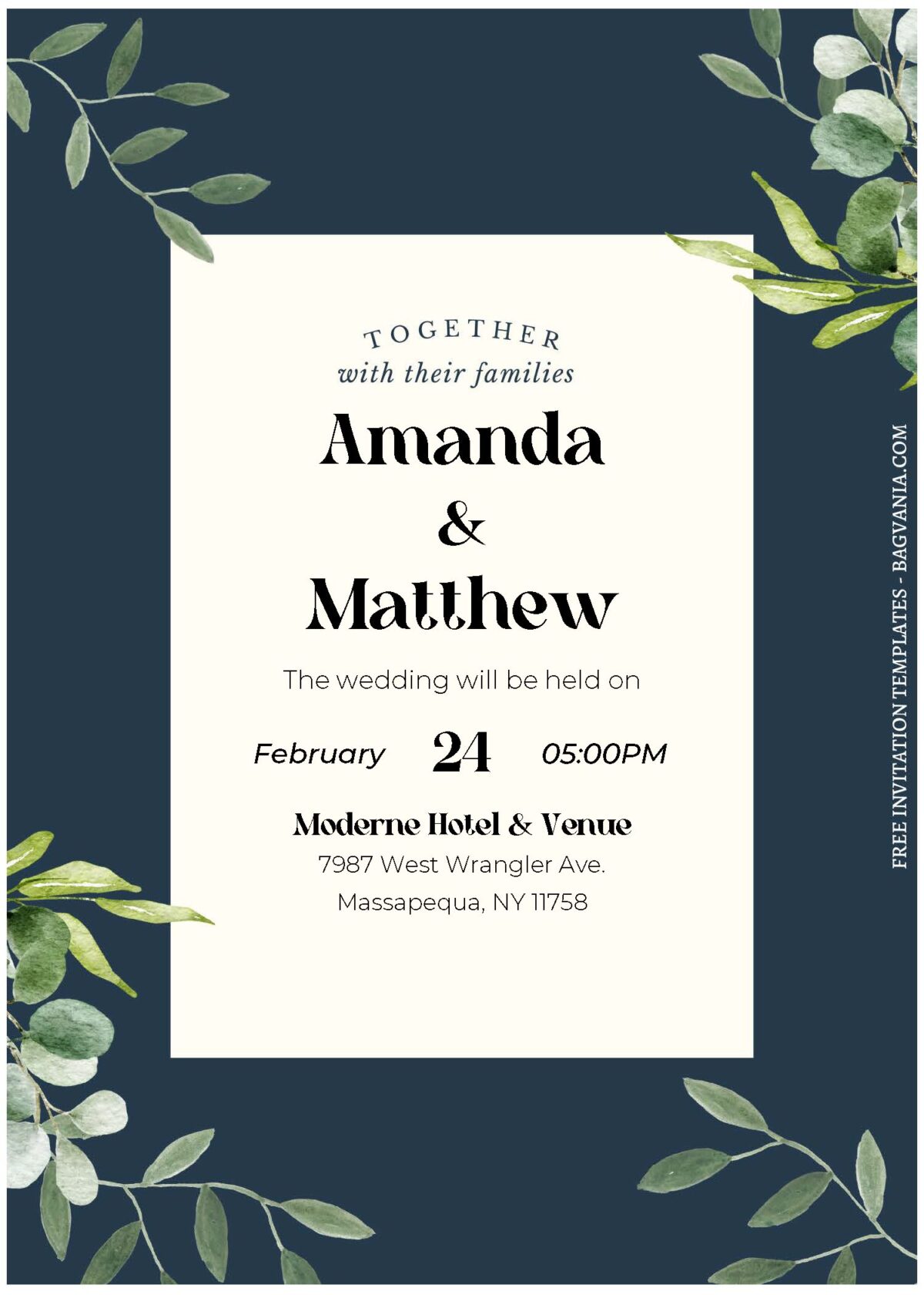 (Free Editable PDF) Eucalyptus And Tulip Wedding Invitation Templates C