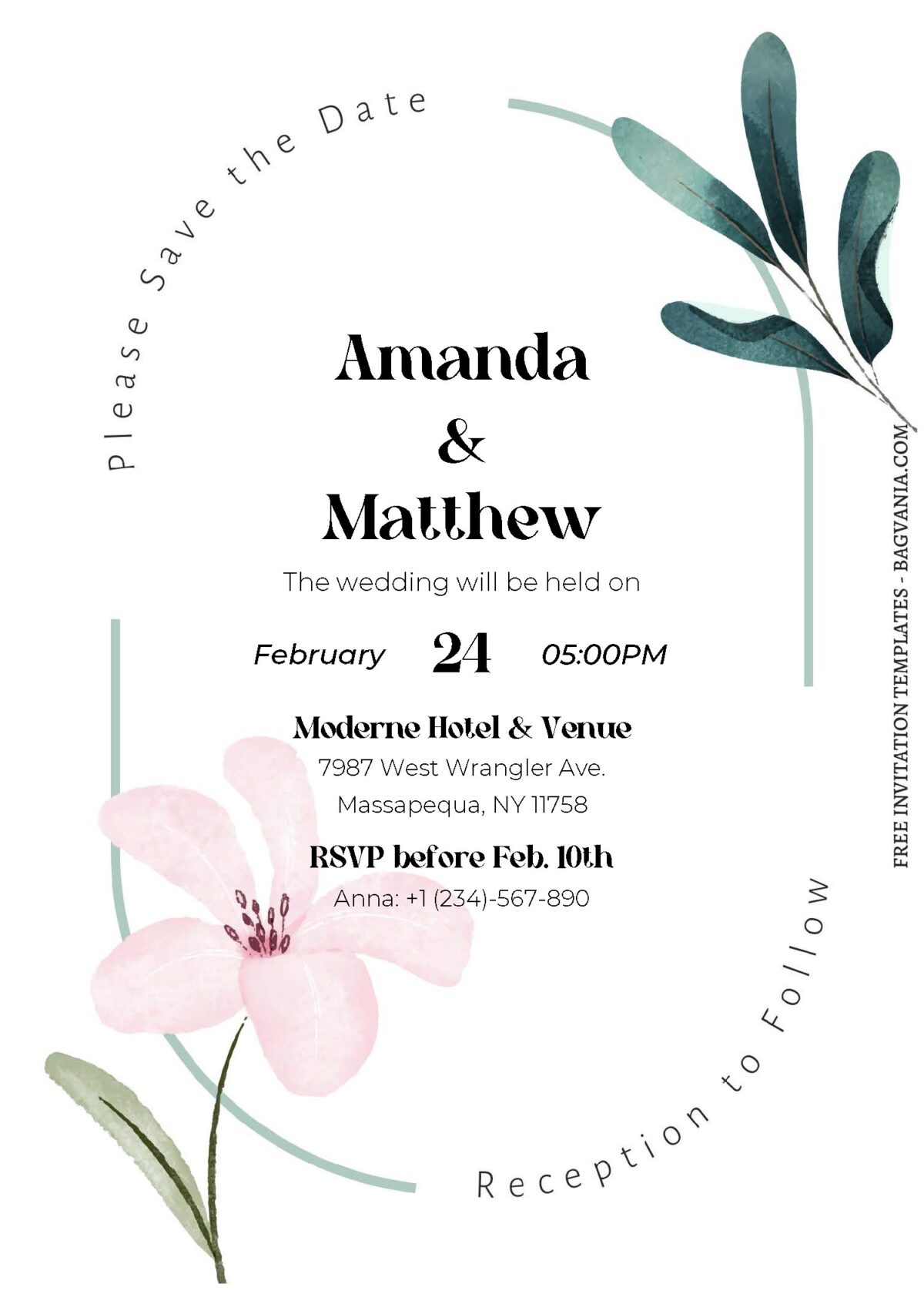 (Free Editable PDF) Garden Floral & Greenery Wedding Invitation Templates C